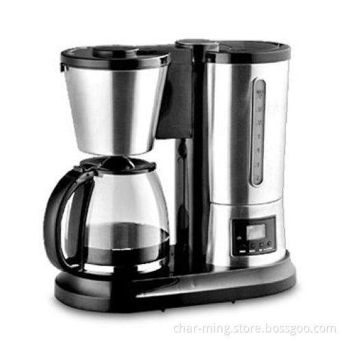 1.8L S/S Coffee Maker with LCD Display in Blue Backlight and 1,000W Power
